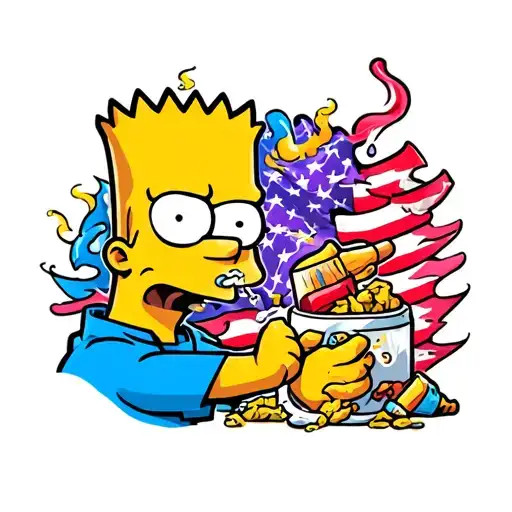 bart simpson smoke drugs tattoo design idea