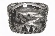 river with moon shining tattoo design idea