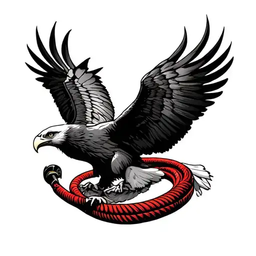 diving eagle with fire hose tattoo design idea
