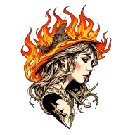 Gemini Witch Fire tattoo design idea
