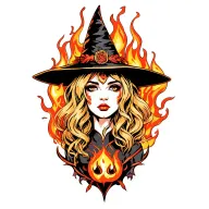 Gemini Witch Fire tattoo design idea