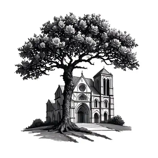 olive tree and cathedral's rosewind tattoo design idea