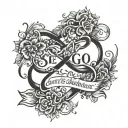 infinity symbol with the text: So let go, so let go, jump in, it's alright, 'Cause there's beauty in the breakdown  tattoo design idea