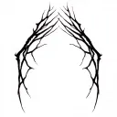 Sharp, abstract lines like tendons or energy cracks. Flowing, aggressive, irregular shape, no shading. tattoo design idea