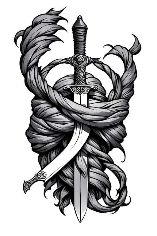 sikh, punjab, sword intertwined representing strength tattoo design idea