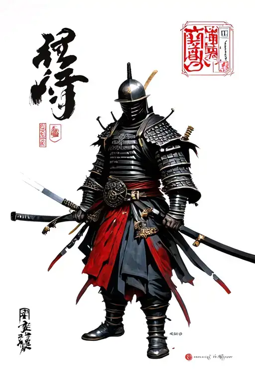 samourai cover with japanese tattoo design idea