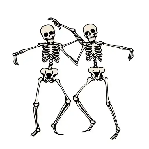 two skeletons dancing tattoo design idea