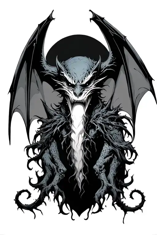 goth forrest evil sanke bat tattoo design idea