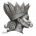 African Queen Crown tattoo design idea
