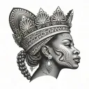 African Queen Crown tattoo design idea
