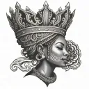 African Queen Crown tattoo design idea