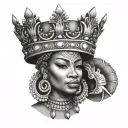 African Queen Crown tattoo design idea
