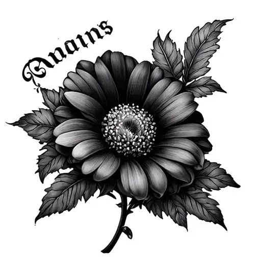 beautiful little flowers secretly hiding name . Raja . in it  tattoo design idea