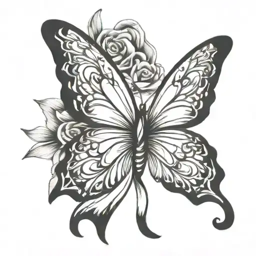 diabetic ribbon with a butterfly representing my daughter tattoo design idea
