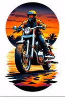 motorcycle sunset background tattoo design idea
