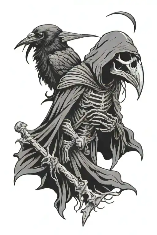 Grim Reaper and raven tattoo design idea
