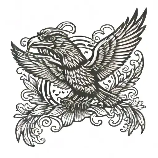 guts and crows flying tattoo design idea