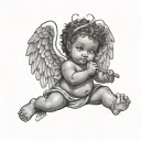 African American cherub angel tattoo design idea