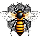  serotonin and dopamine chemical structures in a honeycomb with bee tattoo design idea