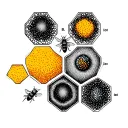  serotonin and dopamine chemical structures in a honeycomb with bee tattoo design idea