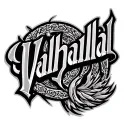 lettering Valhalla text tattoo design idea
