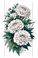 white carnations and chrysanthemum  tattoo design idea