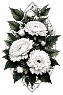white carnations and chrysanthemum  tattoo design idea
