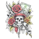 tools,flowers, money tattoo design idea
