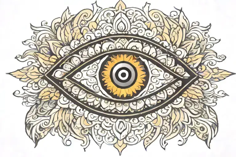 evil eye in mandala tattoo design idea