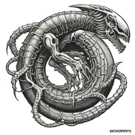 xenomorph ouroboros tattoo design idea