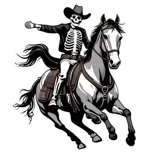 skeleton cowboy riding horse tattoo design idea