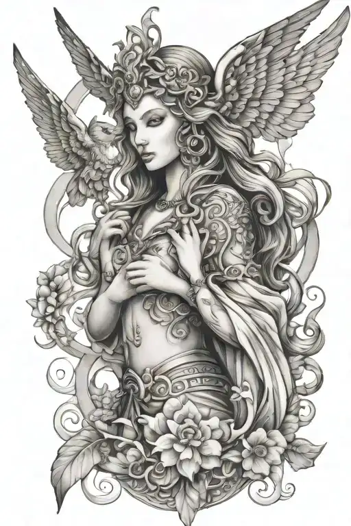 freya goddess of fertility  tattoo design idea