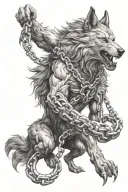 fenrir breaking chains wrapped tattoo design idea