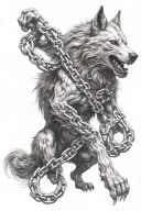 fenrir breaking chains wrapped tattoo design idea