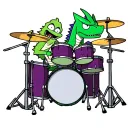Reptar from regrets playing the drums while Dil Pickles from the regrets crawls across the drum set tattoo design idea