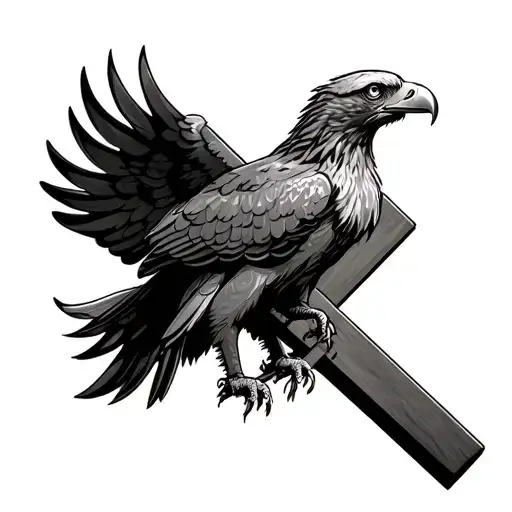 eagle sitting on a cross  tattoo design idea
