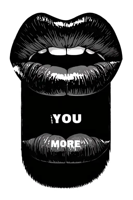 LOVE YOU MORE LIPS tattoo design idea
