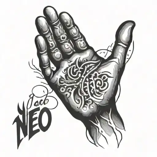 handprint inside the name tattoo design idea