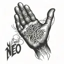 handprint inside the name tattoo design idea