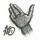 handprint inside the name tattoo design idea