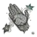 handprint inside the name tattoo design idea