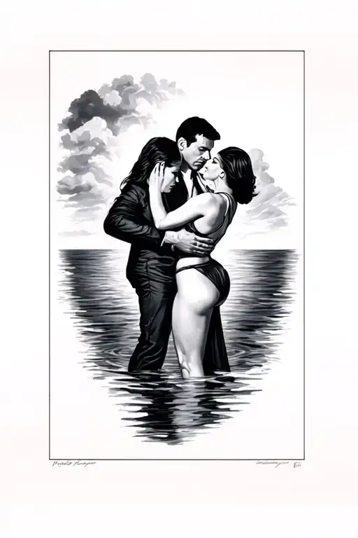 Dance of Pulp Fiction + Sea tattoo design idea