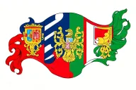 Sicilian flag and Modena flag intertwined tattoo design idea