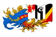 Sicilian flag and Modena flag intertwined tattoo design idea