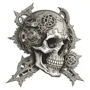 adepticus mechanicus skull with gears tattoo design idea