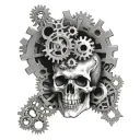 adepticus mechanicus skull with gears tattoo design idea