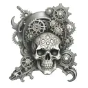 adepticus mechanicus skull with gears tattoo design idea