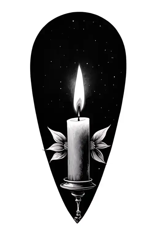 a single candle burning in darkness tattoo design idea
