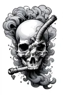 joint surrounded by smoke coming tattoo design idea