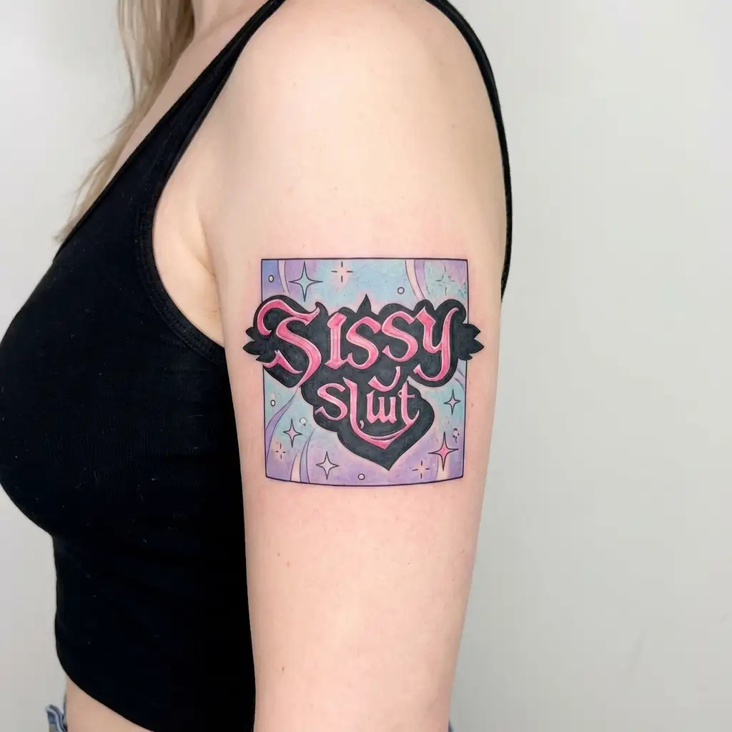 "Sissy Slut"  "line art" "feminine" tattoo design idea